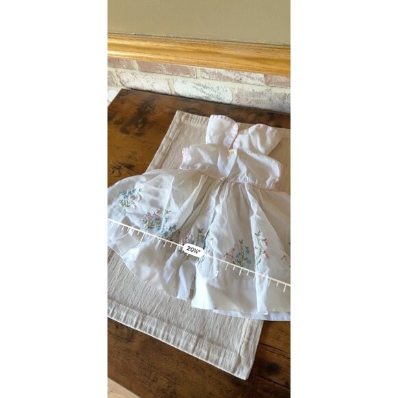 Vintage Baby Dress With Pink Satin Trim & Floral Embroidery - Picture 16 of 16